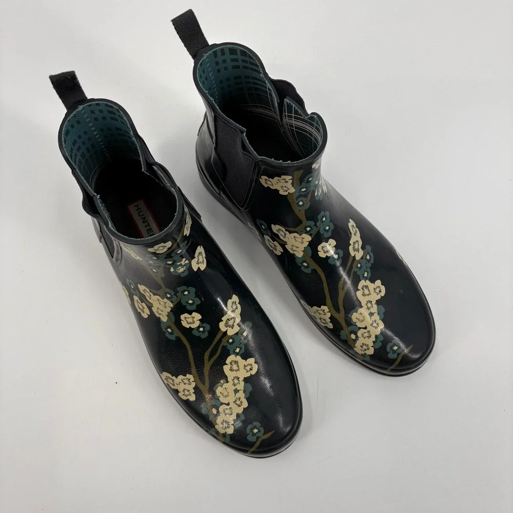 Hunter‎ Ankle Rain Boots Refined Blossom Print Size 11